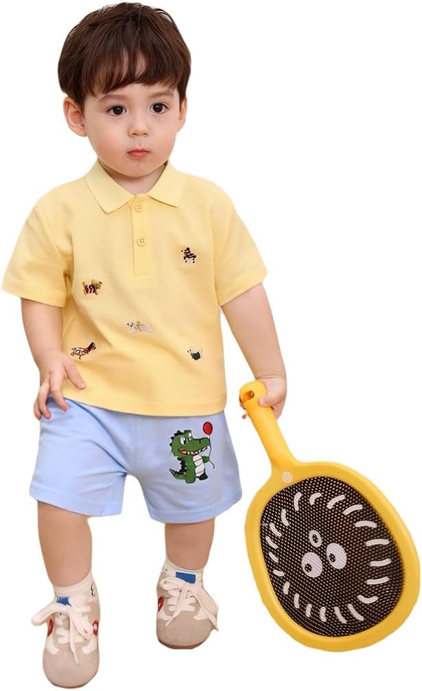 Toddler Shorts for Baby Boys Cotton Elastic Waist Shorts with Cartoon Print 6 Pack Toddler Baby Boy Summer Clothes