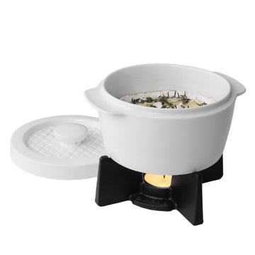 Cheese Baker - Ceramic Brie Baker with Lid and Tea Light
