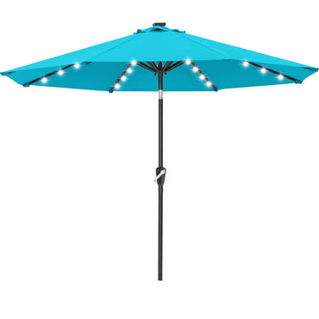 Solar Led Patio Umbrella with 32 Lights 9FT(Lake)