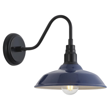 10in Outdoor Barn Light Gooseneck Outdoor Light Fixture, Midnight Blue Exterior Farmhouse Lights, Goose Neck Porch