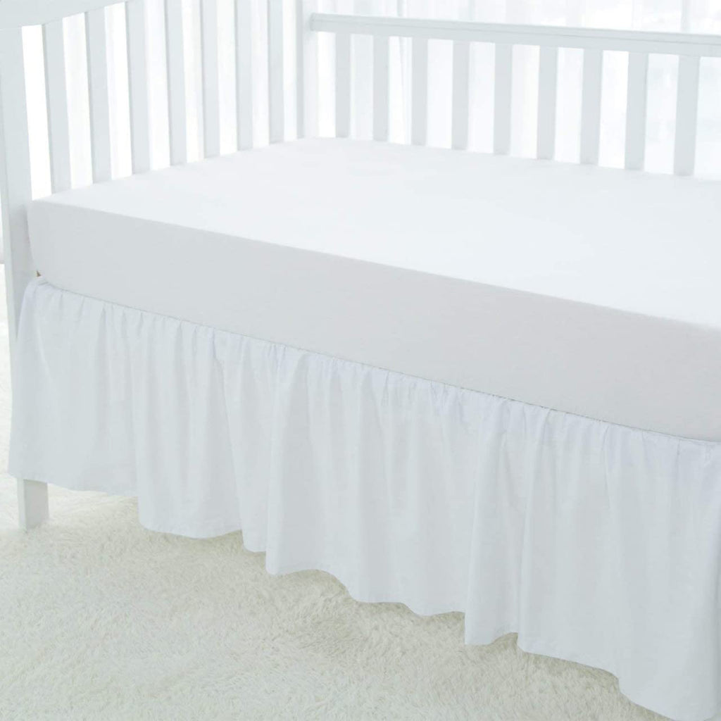Dust Ruffle Crib Skirt, 100% Egyptian Cotton 800 Thread Count, Mini Crib Size (24" x 38"+10") Inch Drop Toddler Bed