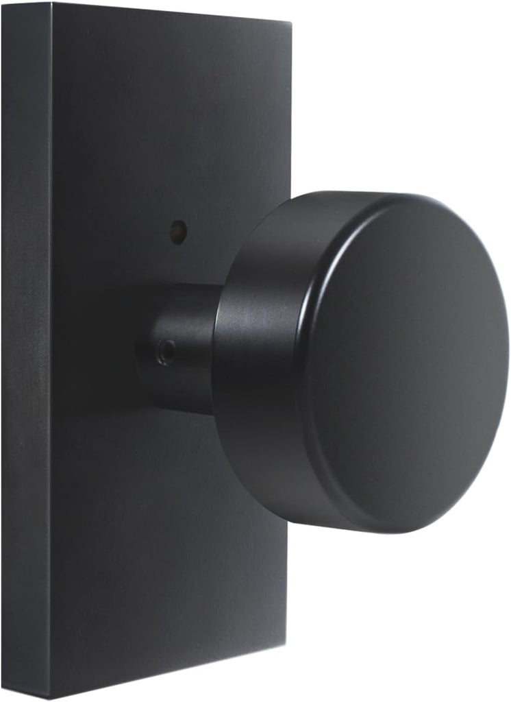 Matte Black Door Knobs Interior with Lock, Modern Privacy Rectangle Door Knob Door Handles Bedroom