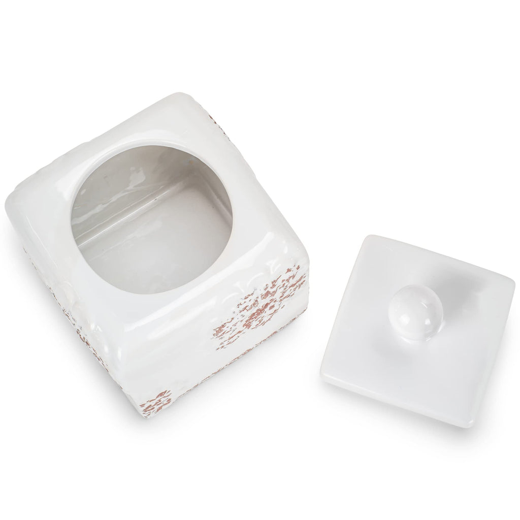 Floral White 10, 9, 8 inch Ceramic Food Storage Canisters Set of 3 (38995)