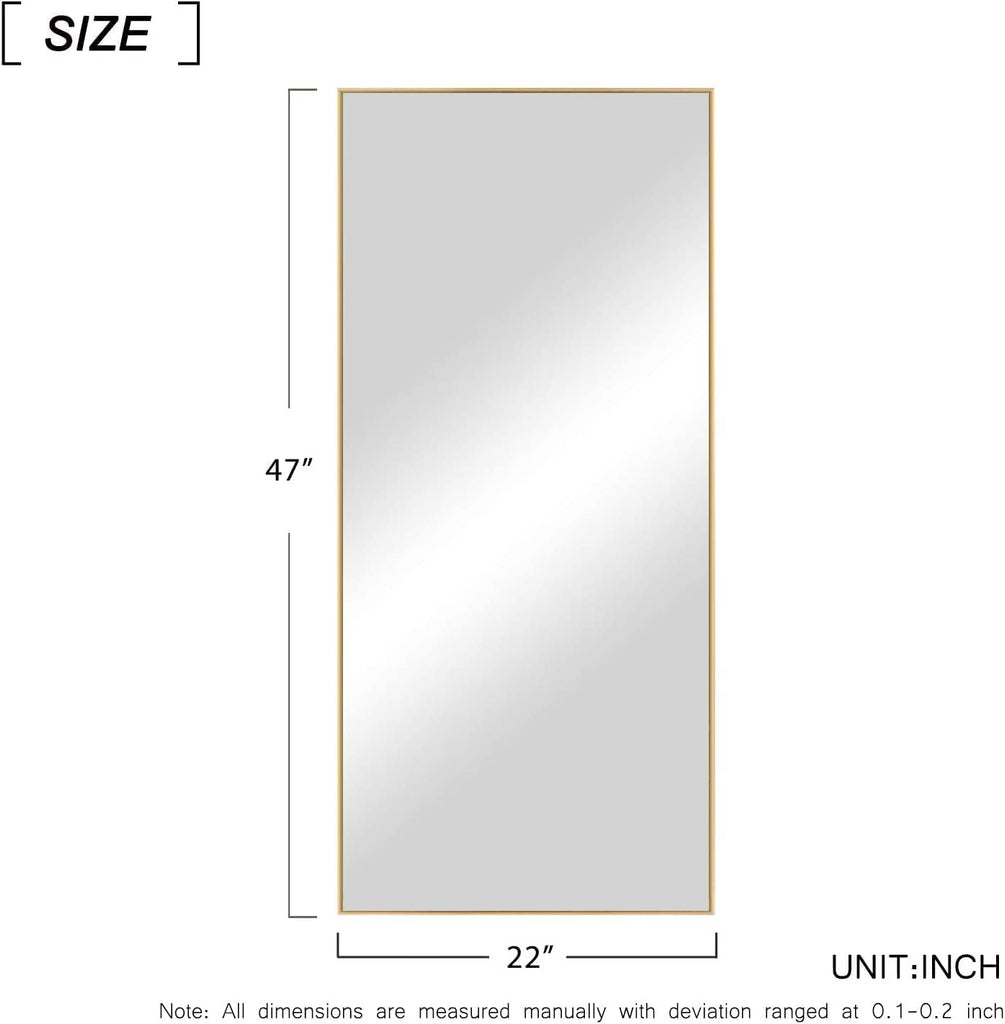 47"x22" Wall Mirror Full Length Mirror Full Body Mirror Bathroom Mirror Wall Decor Gold Mirror Body Mirror Boho