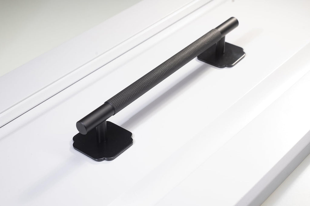 1.7" Black Backplates of Bifold Closet Cabinet Knobs