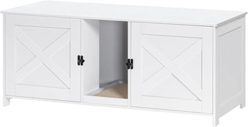 Cat Litter Box Enclosure for 2 Cats, 47.2" Hidden Litter Box Furniture with Double Room, Wooden Cats Washroom