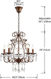 5-Lights Crystal Chandelier in Farmhouse Style, K9 Crystal Pendant Light for Bedroom, Dining Room, Living Room, H24 x D23, Chain Adjustable A109-B07DPJW4RV