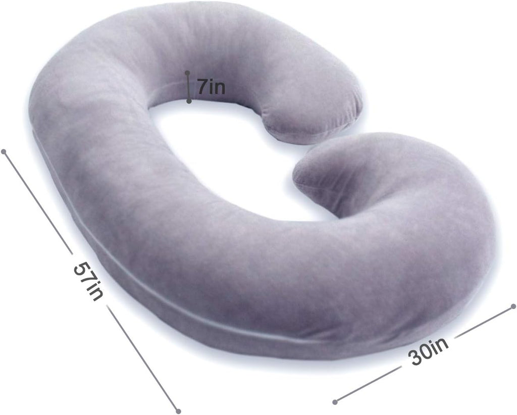 Pregnancy Pillow, C Shaped Full Body Pillow for Maternity Support and Pregnant Women Sleeping with Velvet Cover (Dark