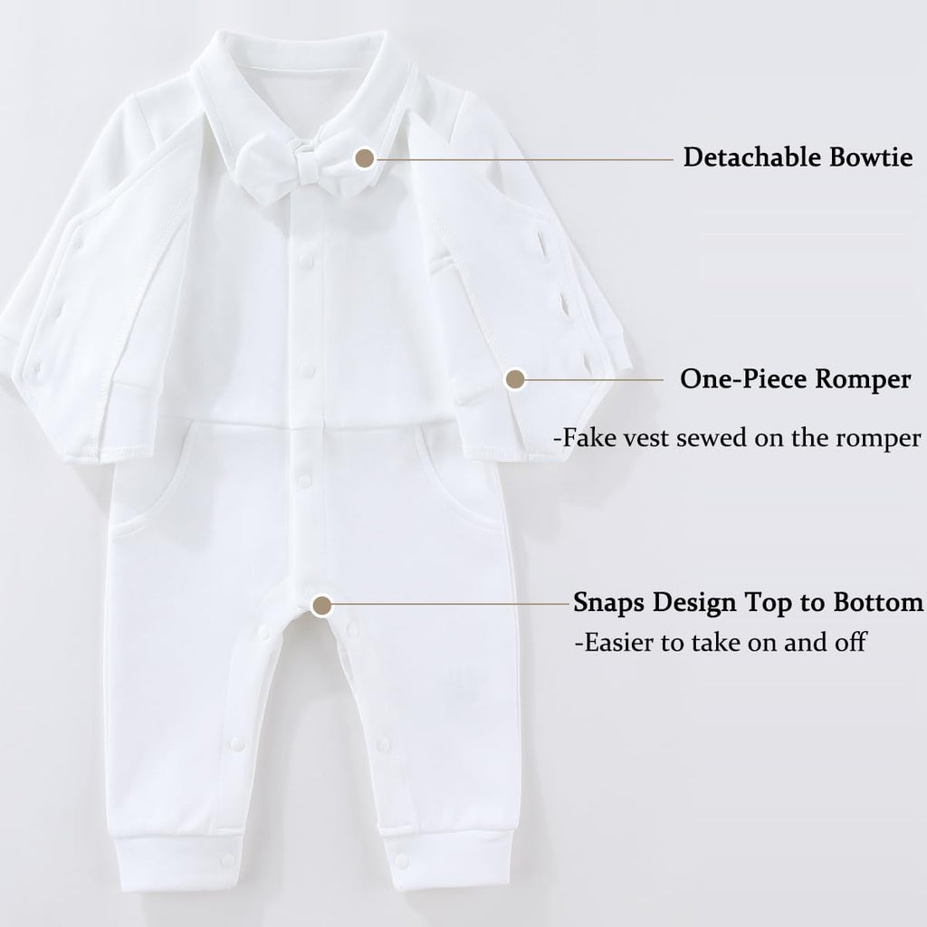 Baby Boy Baptism Outfit Christening Formal Romper