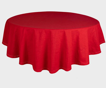 Red Round Tablecloth 60 inch, 100% Cotton, Hemstitch Tablecloths, Farmhouse Tablecloths, Wedding Out