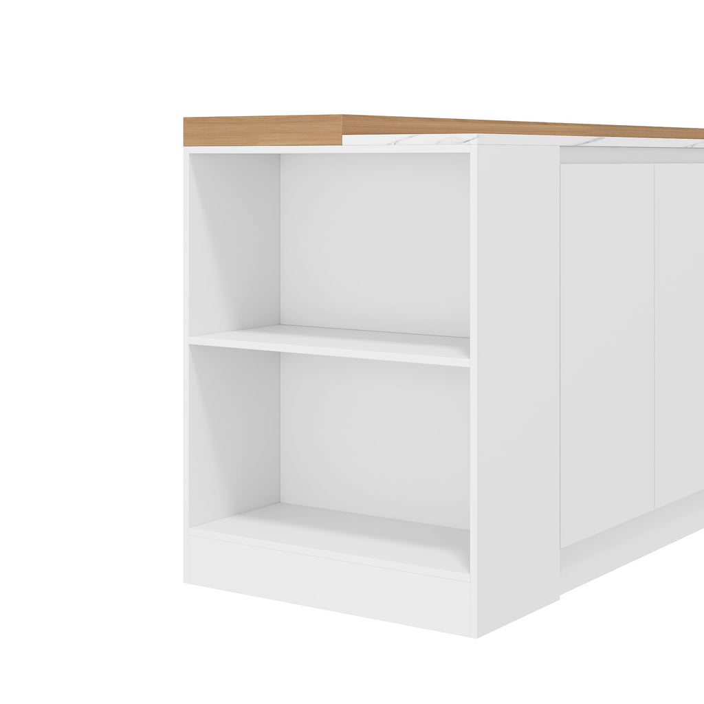 82.7" Large Bar Table Kitchen Station, Home Bar Unit with Lighting, 3 Drawers & 4 Shelves, Bar Cabinets Reception