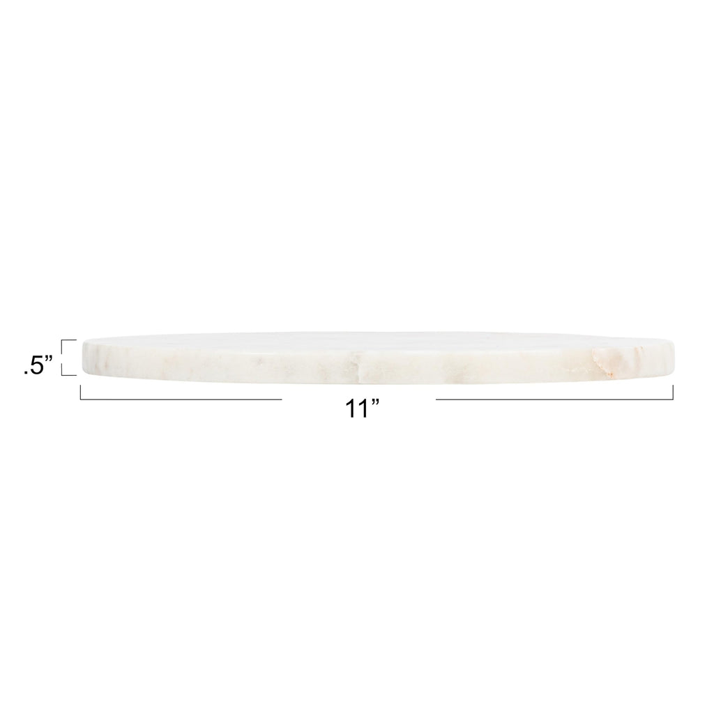 11‐Inch Round Marble Charcuterie and Cutting Board, White Finish