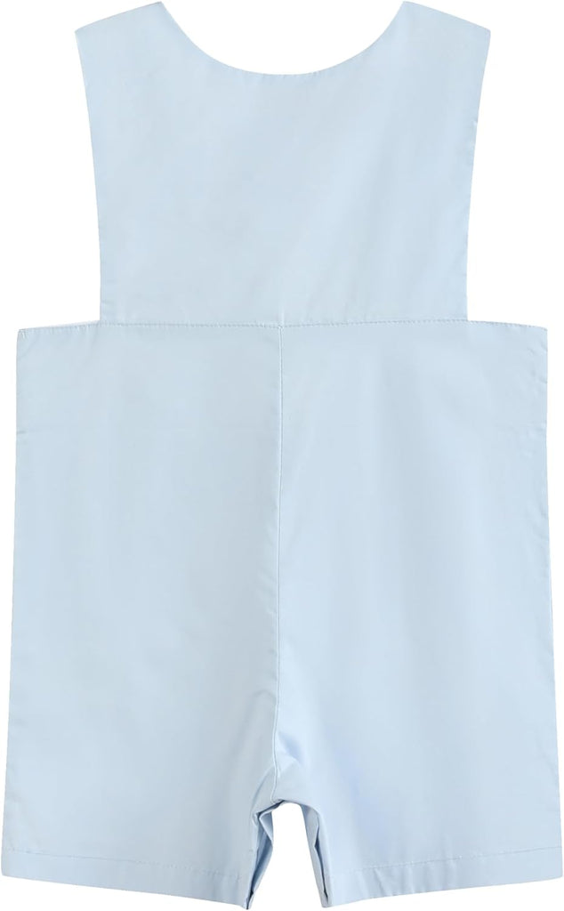 Baby Boys Blue Crosses Smocked Overalls