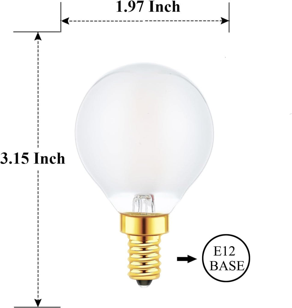 G16.5 Light Bulb 40 Watt Equivalent E12 Candelabra Base Globe LED Bulbs, E12 LED Globe Bulb Dimmable 4W 2700K Warm
