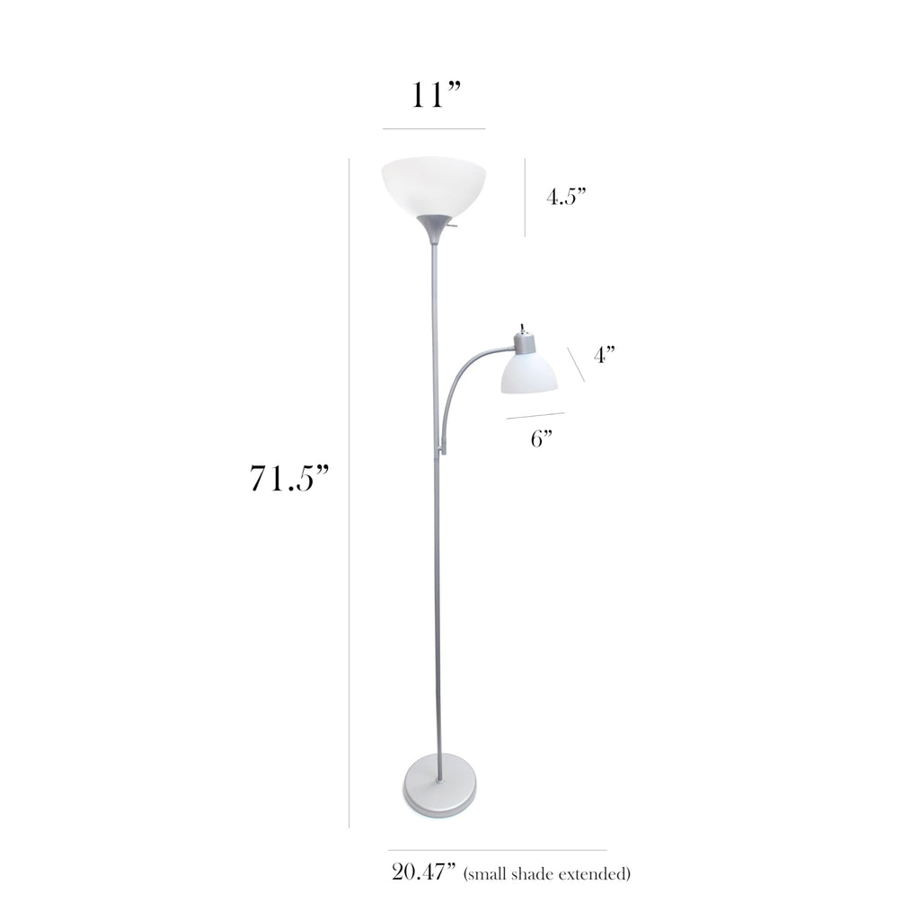 Mother-Daughter Floor Lamp with Reading Light, Silver