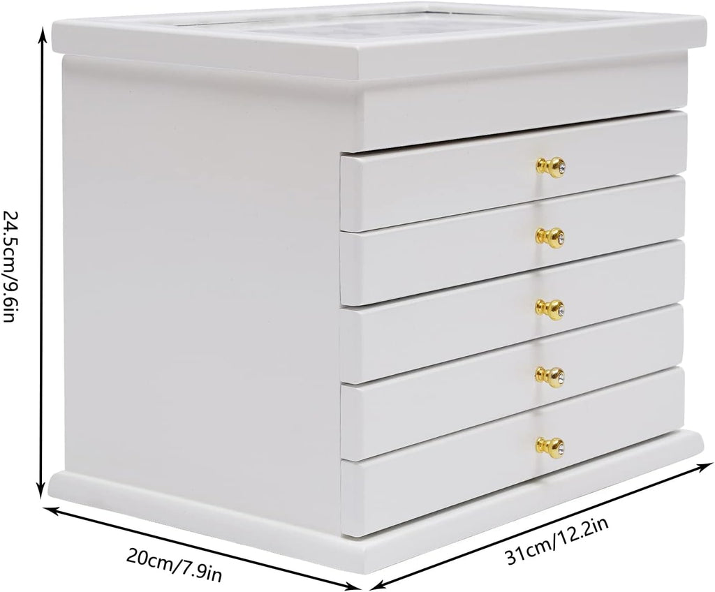 Extra Large Four-Leaf Carved 6 Layers Wooden Jewelry Box Jewelry Case Cabinet Armoire Ring Necklacel Gift Storage Box