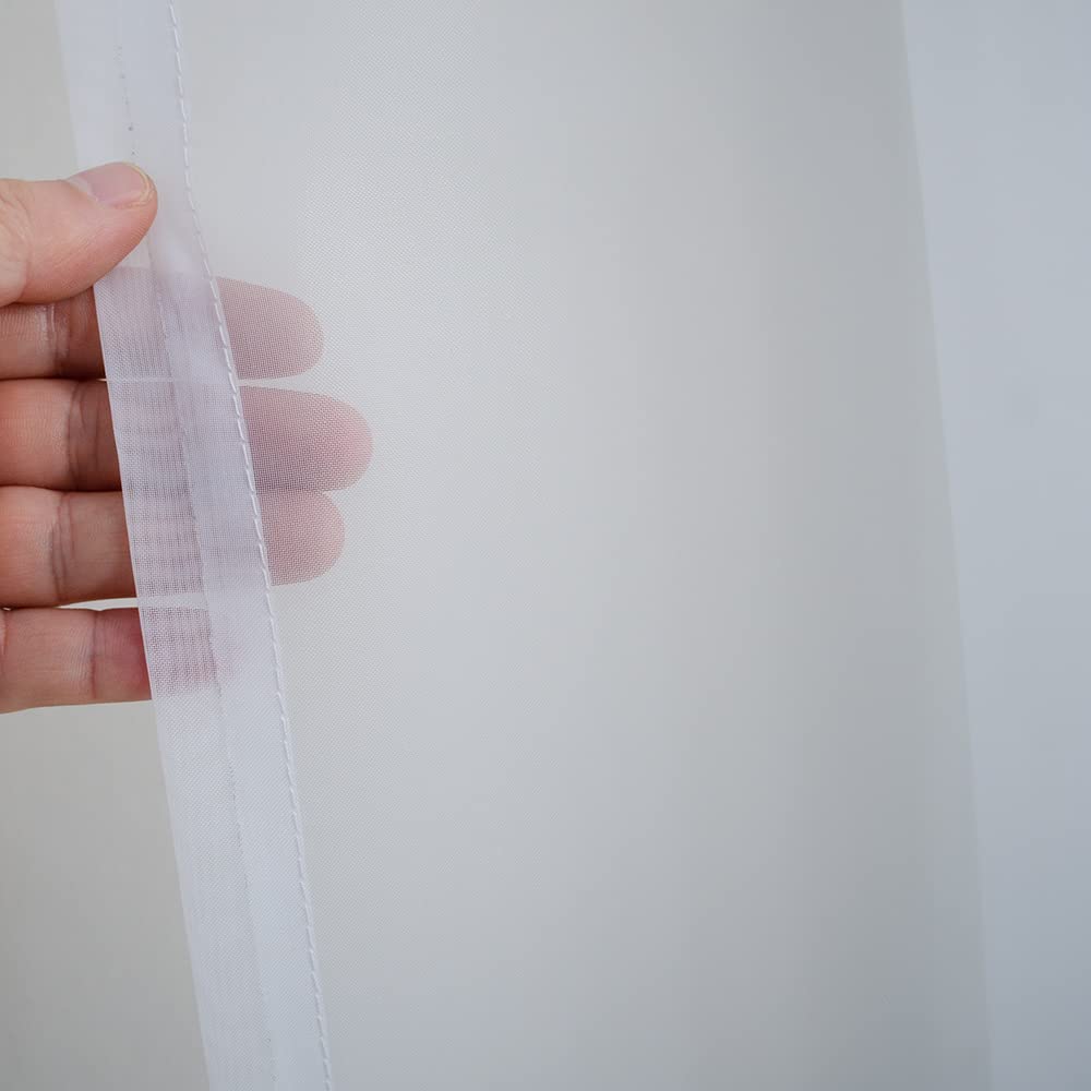 Extra Wide White Sheer Curtains Door Curtain for Sliding Door, Sheer Voile Rod Pocket Room Divider Curtains, White