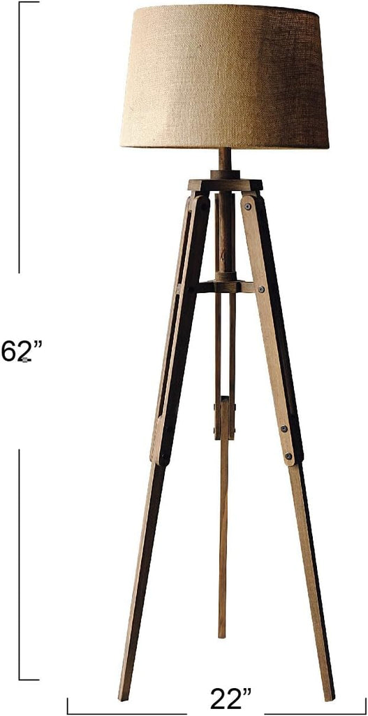 Creative Co-Op Tripod Style Wood Floor Lamp with Drum Shade