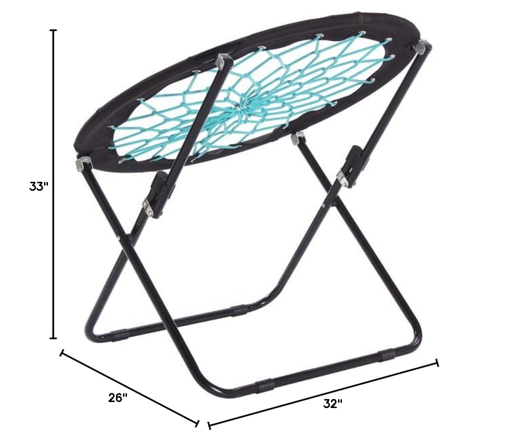 Bunjo Bungee Dish Chair - Versatile Folding Chair with Fun Bouncy Design - Circle Web Chair for Room Garden Dorm