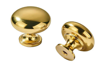 Unlacquered Brass Classic Knobs Cabinet 5 Pack 1-1/4 inch Diameter Round Knobs Cabinets,Bathroom Dressers