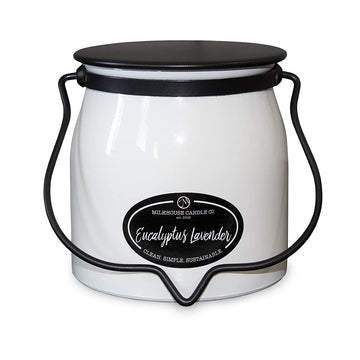 Eucalyptus Lavender Soy Candle, 16 oz Butter Jar, 65+ Hr Burn