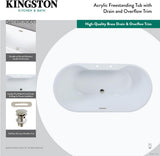 VT7DE552823C427 55" Acrylic Oval Double Ended Freestanding Tub with Drain, Glossy White/Brushed Brass