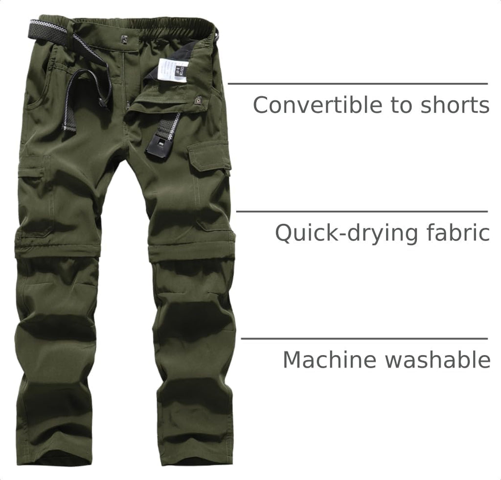 Kids Hiking Cargo Pants Convertible Zip Off