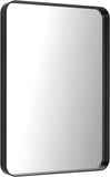 Black Metal Framed Bathroom Mirror for Wall, 22X30 Inch Rounded Rectangle Mirror, Matte Black Bathroom Vanity Mirror
