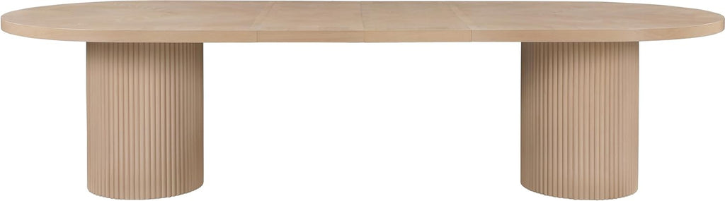 725Oak-T Belinda Collection Mid-Century Modern Solid Wood White Oak Veneer Dining Table, Oval Design, Fluted Bases, 2