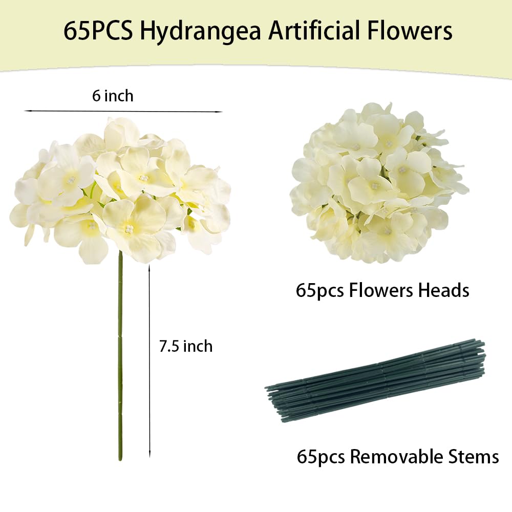 65Pcs Artificial Bulk, Silk Fake Hydrangeas