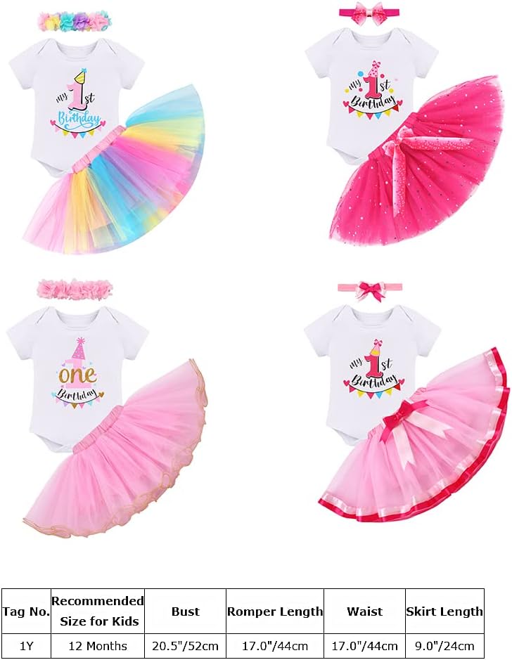 Baby Girl Toddler Kids 1st / 2nd / 3rd Birthday Party Cake Smash Tutu Set 3pcs