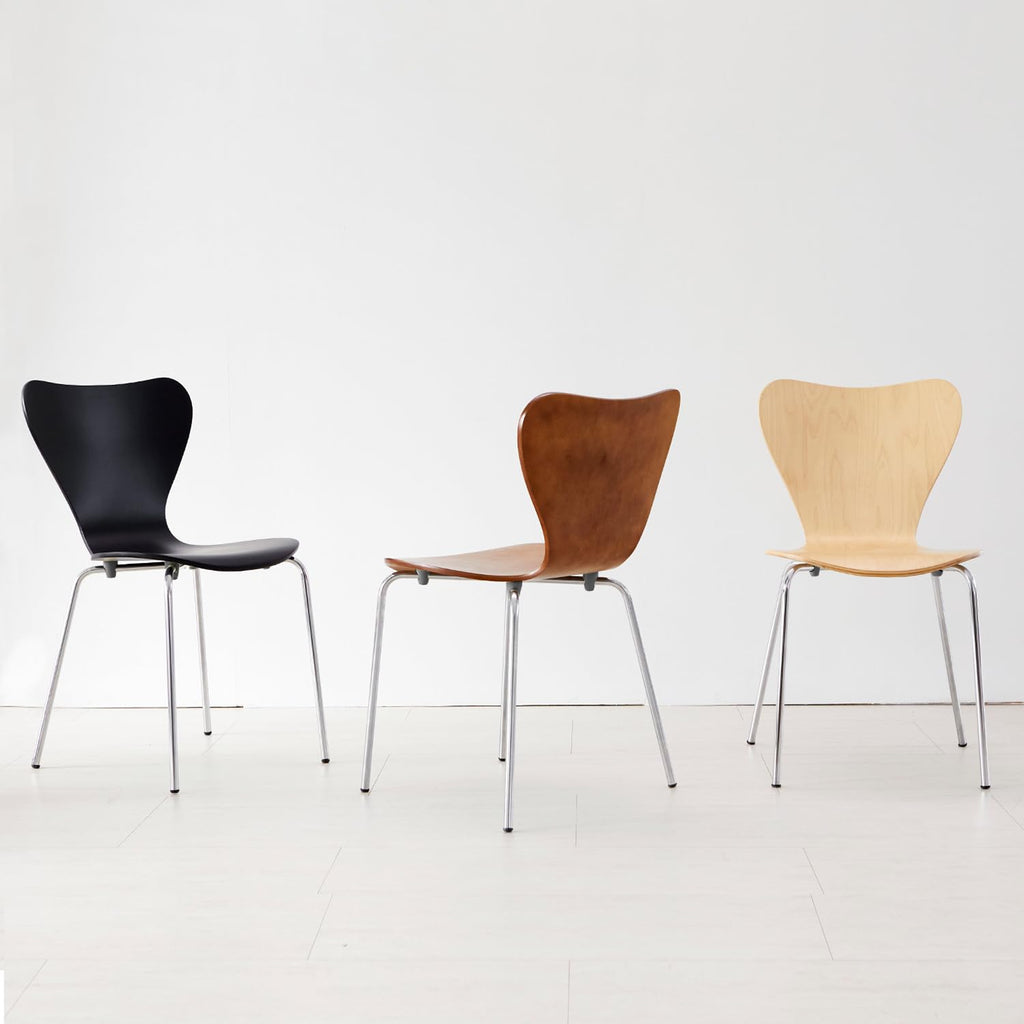 No.7 Mid-Century Modern Wooden Dining Chairs Set of 2, Contemporary Stackable Bentwood Kitchen Interior Armless