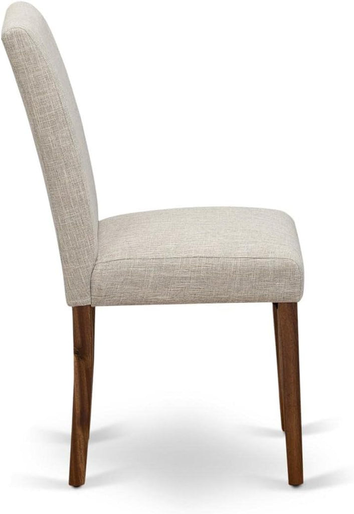 Abbott Classic Parson Chairs - Doeskin Linen Fabric Padded Dining Chairs, Set of 2, Natural