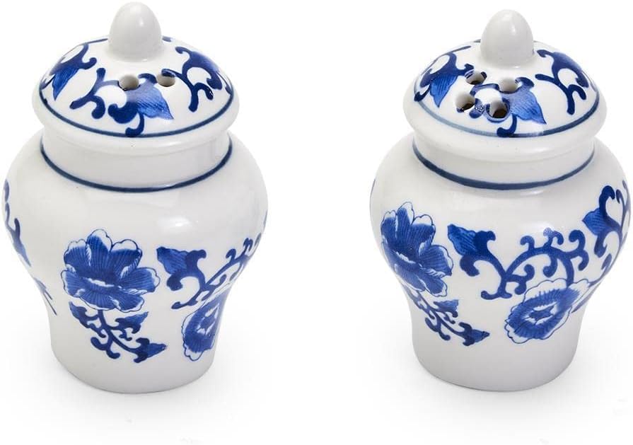 Chinoiserie Mini Ginger Jar Salt and Pepper Shaker Set in Gift Box - Set of 2