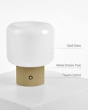 Mushroom Lamp, 5W Cute Cordless Rechargeable Table Lamp with Glass Shade, 3 Color Temps LED Dimmable Ambient Lighting