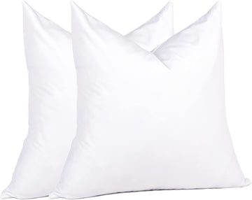 Feather Throw Pillow Inserts 22 x 22 (, White), Big Throw Pillows for Floor, Couch, Bed, Machine Washable - Set of 2