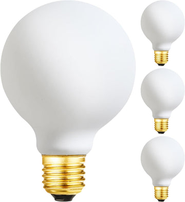 LED Light Bulb G25/G80 Dimmable Flick-Free Matt White 6W Soft White 3000k CRI95 600LM, 60W Equivalent Vintage LED