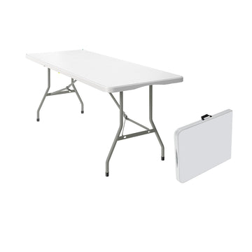 6FT Folding Table, Heavy Duty, Carry Handle, White, 1 Pack