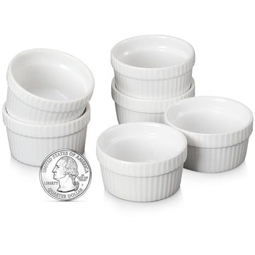 1.5 oz Mini Set of 6, Tiny Dipping Sauce Cups, Ramekin Dip Bowl Porcelain Souffle Dish, Small Dessert Cups Small