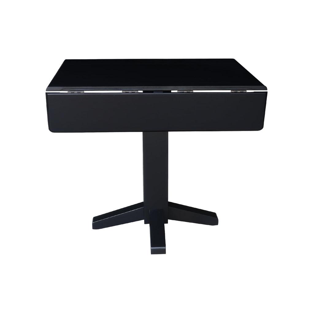 36" Solid Wood Square Dual Drop Leaf Dining Table in Black