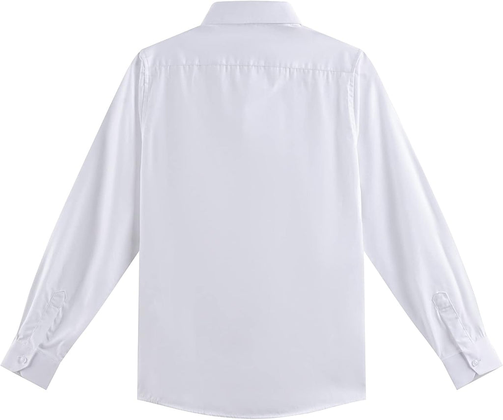 Boys Long Sleeve White Button Down Shirt - Collared Uniform Boys White Dress Shirt Button Up Shirt Boys