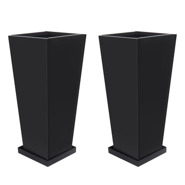 24" Metal Tall Outdoor Planters Set of 2, Durable & Wealtherproof