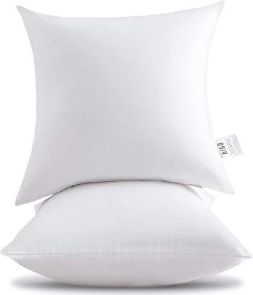 18x18 Pillow Inserts () - Down Alternative 100% Cotton Cover Decorative Square Throw Pillows White for Couch - Set of 2