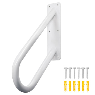 18 Inch Heavy Duty Metal Outdoor Handrails for Exterior Steps, U-Shaped White Powder Coated Hand Railing for Garage
