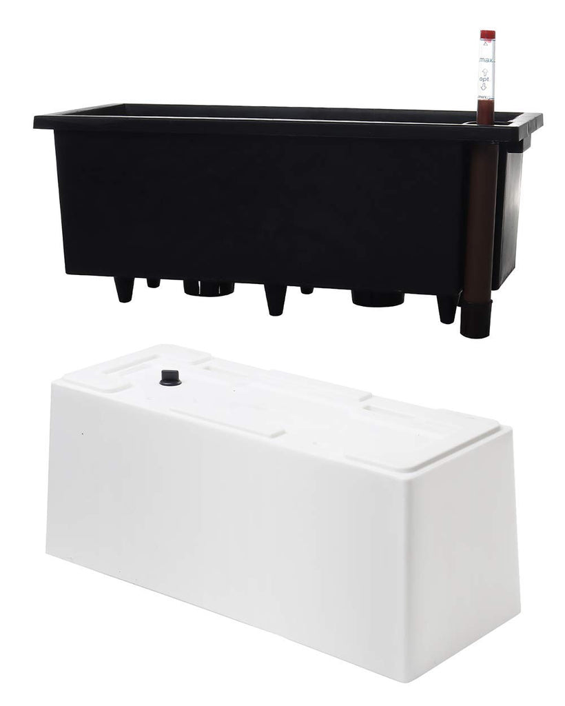 14" Self Watering Planter Pots with Water Level Indicator, Rectangle Matte Plastic Window Box for Indoor Outdoor