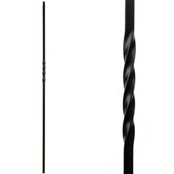 Stair Parts - Single Twist Iron Balusters (Box of 5) 1/2" Single Twist Square Metal Spindles (Real Satin Black NOT