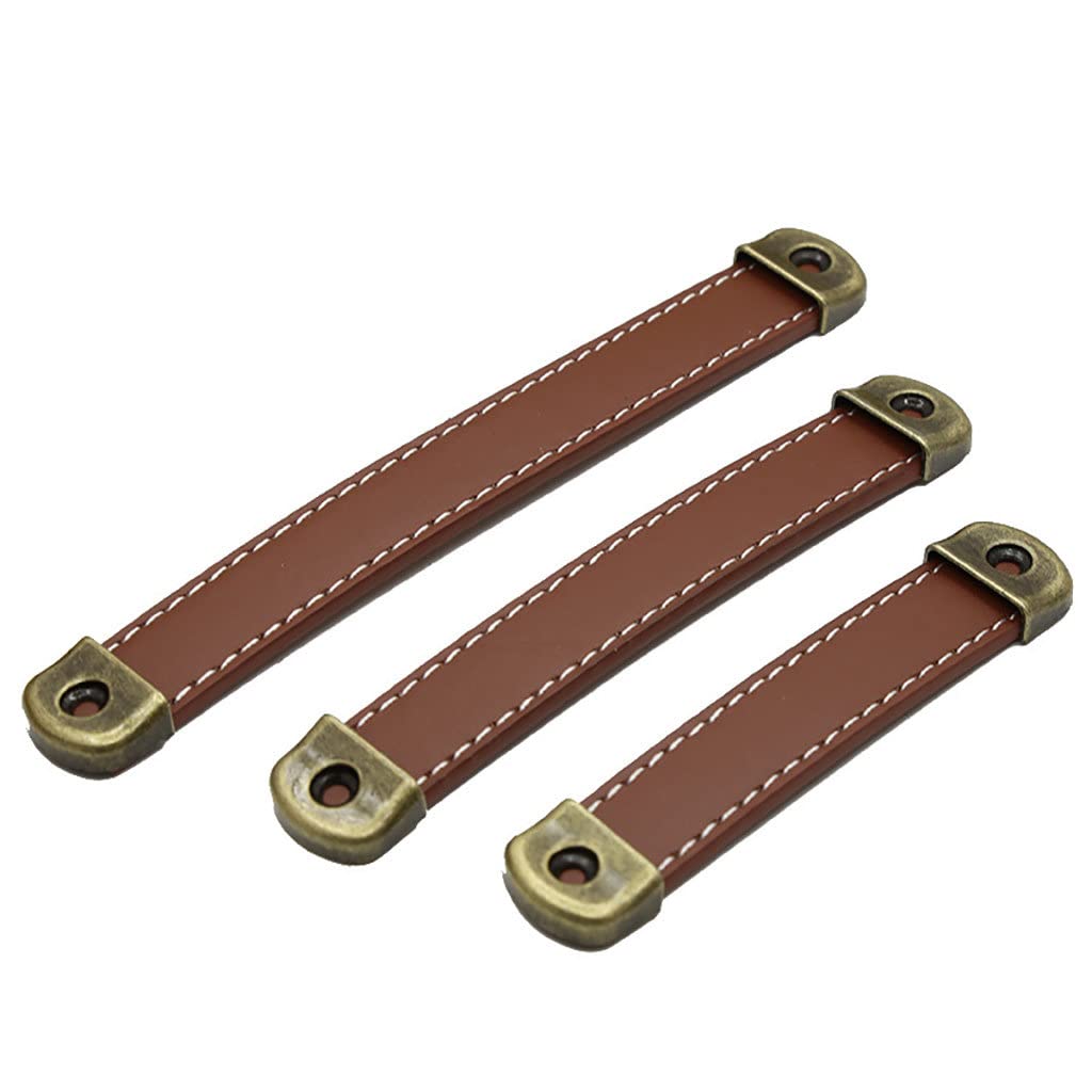 Leather Drawer Pulls with Iron Sheet Enhanced Bearing Capacity 6pcs Cabinet Pulls Wooden Box Pulls Gift Box Leather