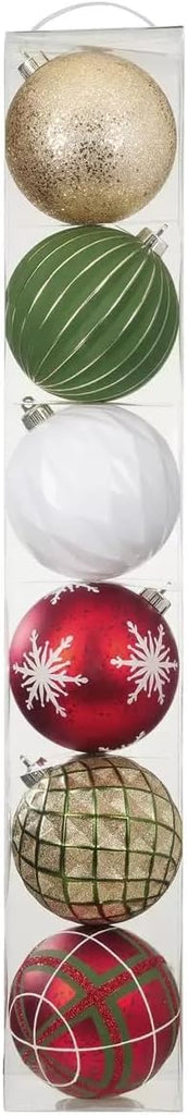 6-Piece Shatter Resistant 6-inch Ornaments Red/Green