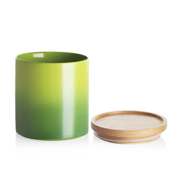 Ceramic Food Storage Jar, Stackable Kitchen Canisters, Containers with Airtight Seal Wooden Lid for Serving Ground
