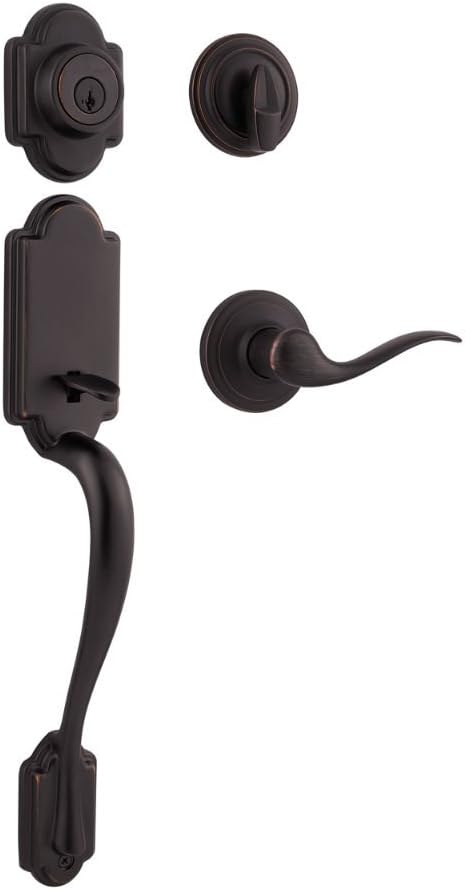 Arlington Front Door Lock Handle and Deadbolt Set, Entry Handleset Exterior with Interior Reversible Lever - Door Handleset
